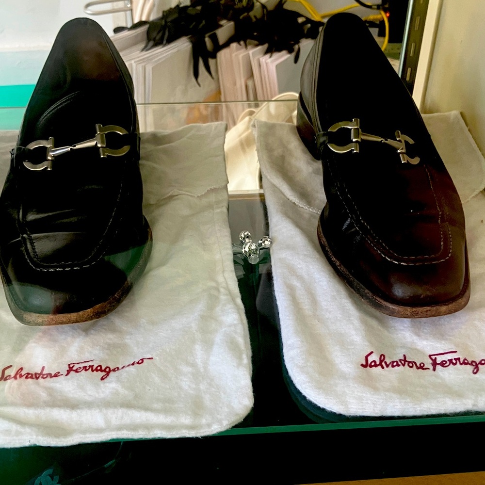 Salvatore Ferragamo Men's Dual-Tone Loafers with Silver Accents